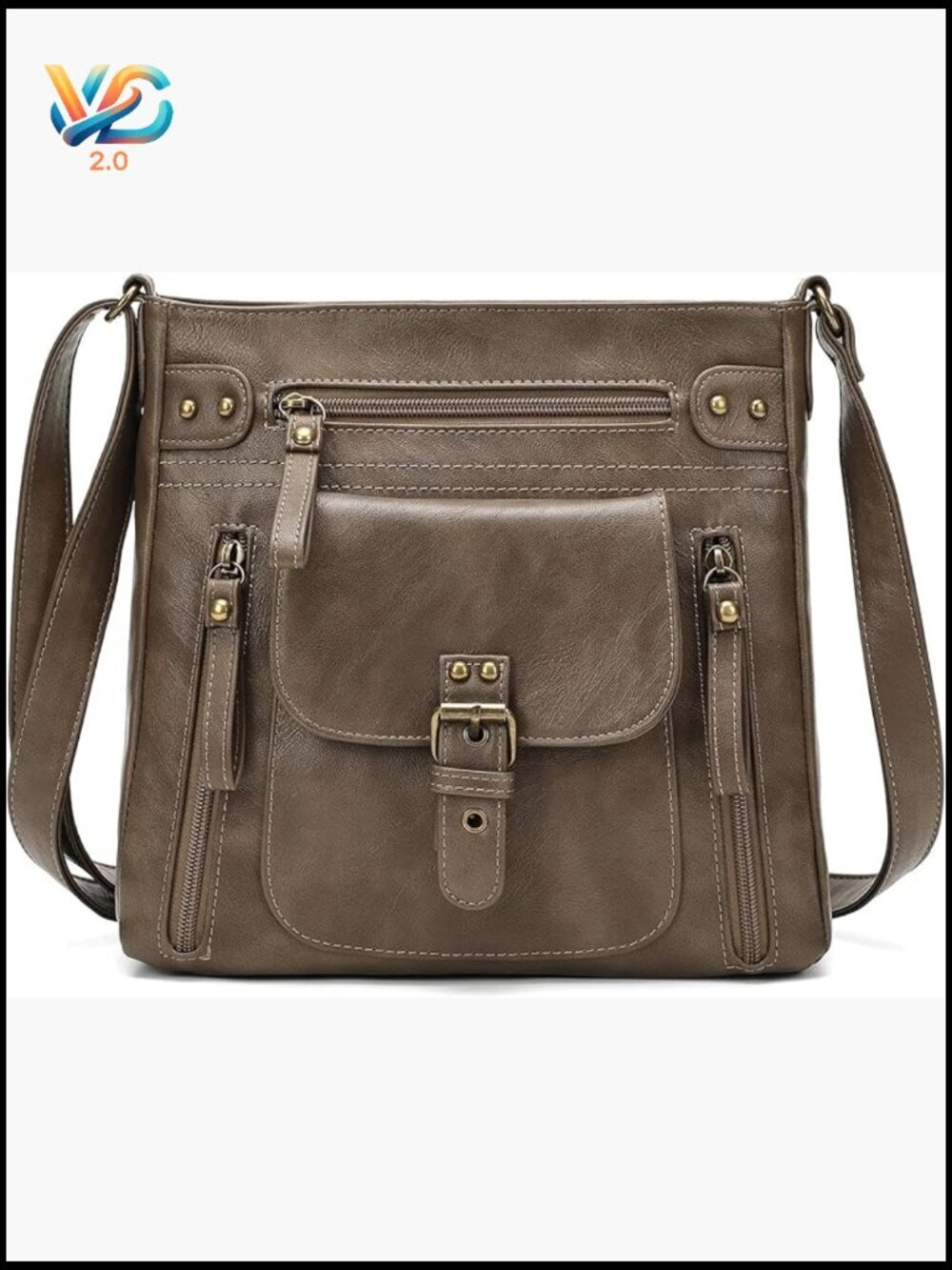 Multipocket Crossbody Bag, PU Leather Shoulder Bag, Medium Purse